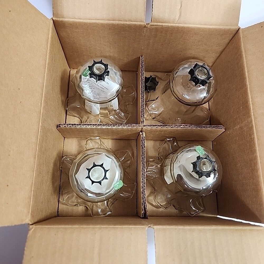 (4) Hand Blown Crystal Peg Votive Ruffled Cups Candle/Light Cover 1203-BL - Picture 9 of 10